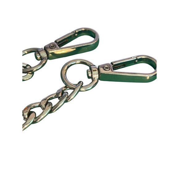 Silver Tone Purse Flat Chain Strap Replacement Handle 50" Long 3/8" Wide - Picture 3 of 4